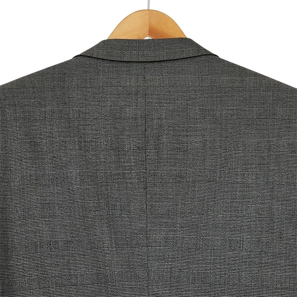 Vtg Pierre Balmain Blazer 44R Mens Gray Glen Check Plaid Wool Sport Coat Italian